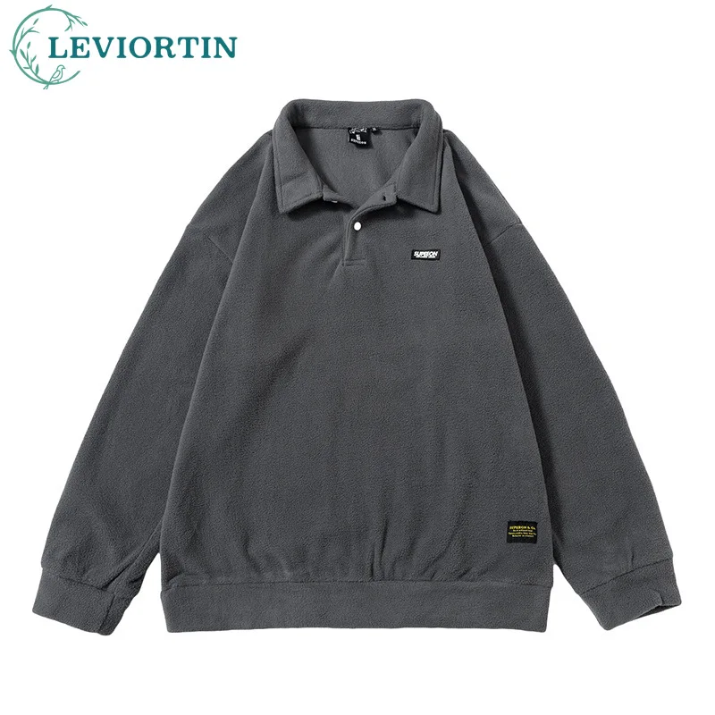Men's Lapel Solid Color Fleece Polo Shirt Spring Autumn Korean Styles Versatile Loose Long Sleeve Pullover Top Unisex Streetwear
Men's Lapel Solid Color Fleece Polo Shirt Spring Autumn Korean Styles Versatile Loose Long Sleeve Pullover Top Unisex Streetwear