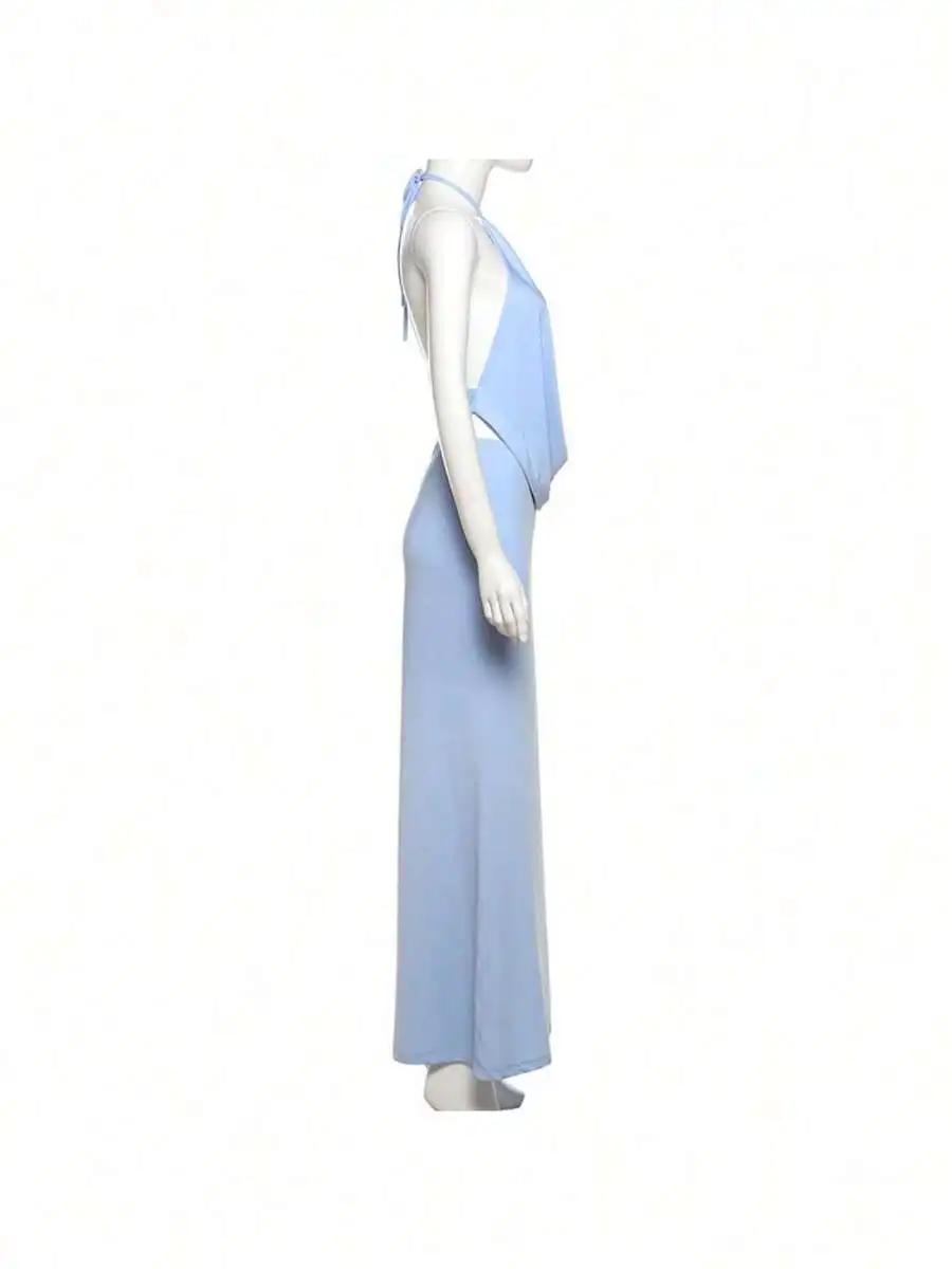 Summer Women Sleeveless Halter Backless High-Waisted Slim Maxi Dress
Summer Women Sleeveless Halter Backless High-Waisted Slim Maxi Dress