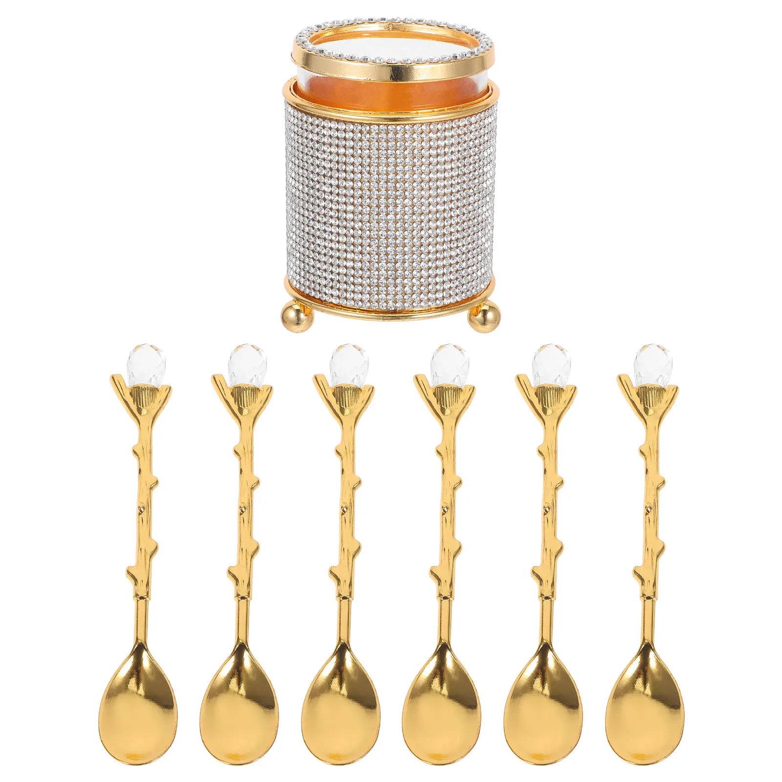 1 Set Coffee Spoon Organizer Gold Zinc Alloy Rhinestone Glass Cup Base Mini Dessert Spoons Set For Tea Time Silverware Fork
1 Set Coffee Spoon Organizer Gold Zinc Alloy Rhinestone Glass Cup Base Mini Dessert Spoons Set For Tea Time Silverware Fork