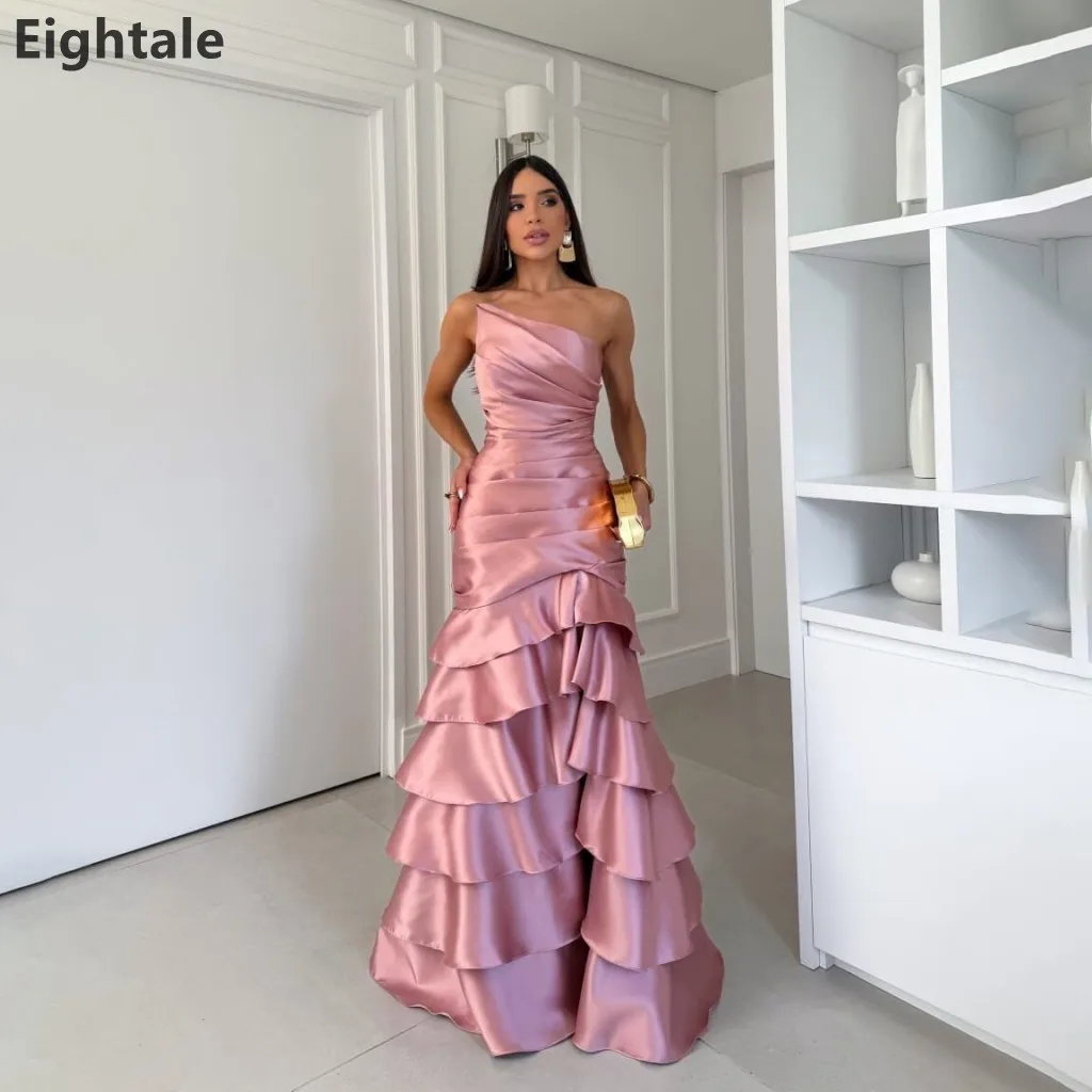 Eightale One Shoulder Dusty Rose Satin Ruffled Tiered Maxi Evening Dress Ruched Formal Prom Party Gown Lace Up Back Customized
Eightale One Shoulder Dusty Rose Satin Ruffled Tiered Maxi Evening Dress Ruched Formal Prom Party Gown Lace Up Back Customized