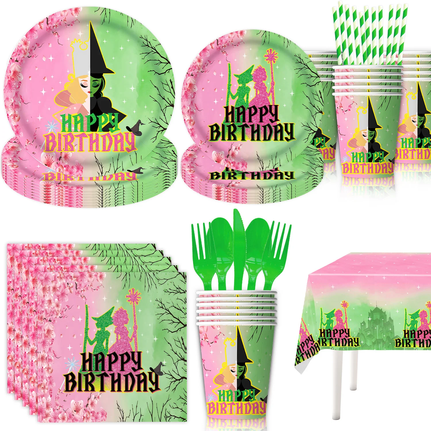 New Wicked Birthday Party Decorations Disposable Tableware Set Magic Witch Paper Plate Cup Napkin Banner Girl Party Supplie Gift
New Wicked Birthday Party Decorations Disposable Tableware Set Magic Witch Paper Plate Cup Napkin Banner Girl Party Supplie Gift