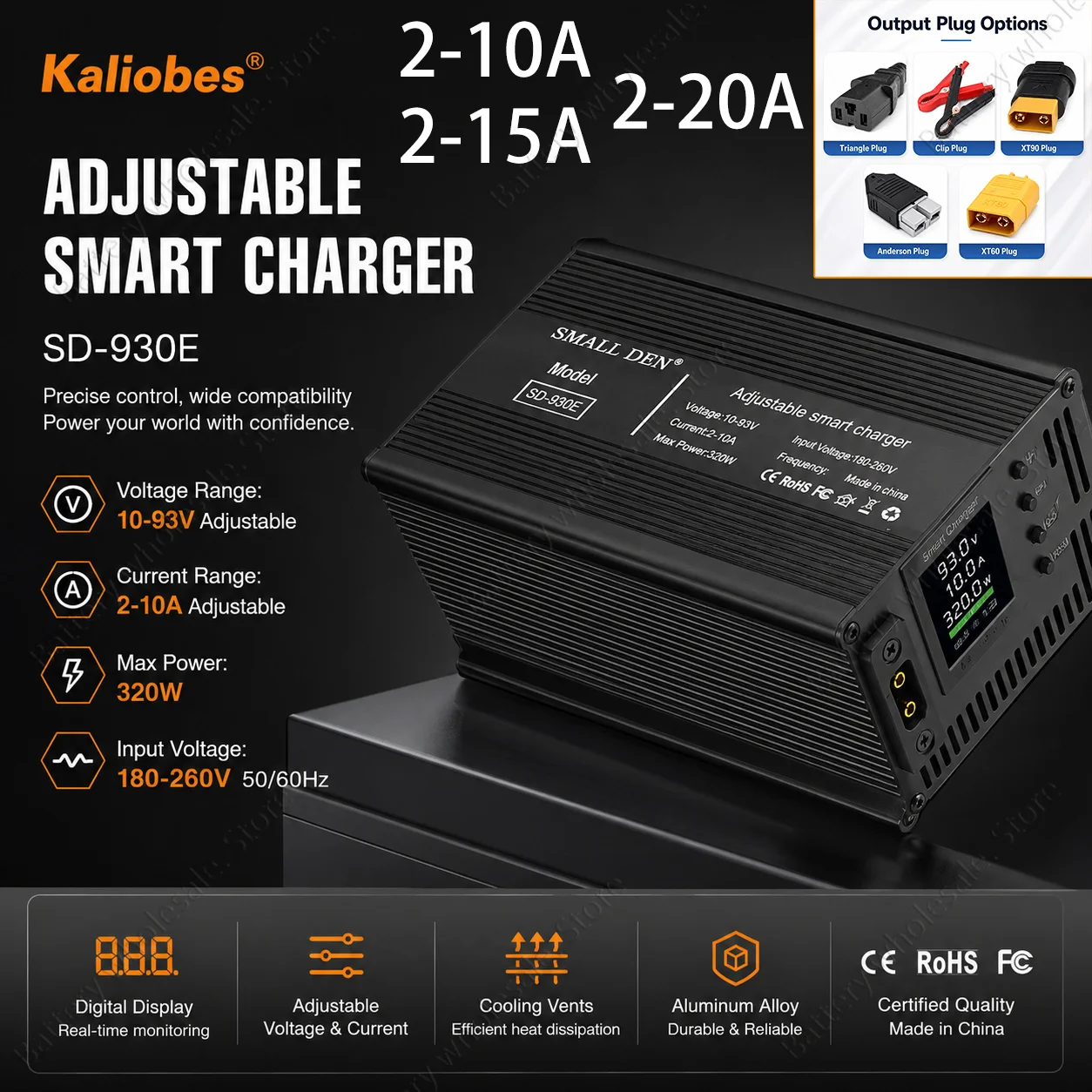 10-93V Voltage Curren Adjustable 24V 48V 60V 72V Li-ion Lifepo4 Lithium Battery Charger 10A 15A 20A Fast Charge 13S 16S 20S Part
10-93V Voltage Curren Adjustable 24V 48V 60V 72V Li-ion Lifepo4 Lithium Battery Charger 10A 15A 20A Fast Charge 13S 16S 20S Part