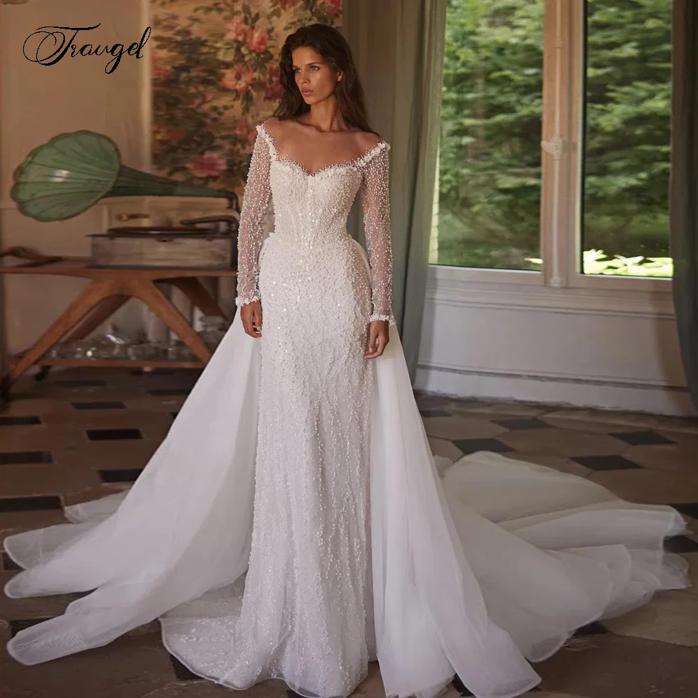 Customized Mermaid Sexy Wedding Dresses Scalloped 2 In 1 Trumpet Vestido De Novia Beaded Sequined Glitter Robe De Mariee
Customized Mermaid Sexy Wedding Dresses Scalloped 2 In 1 Trumpet Vestido De Novia Beaded Sequined Glitter Robe De Mariee