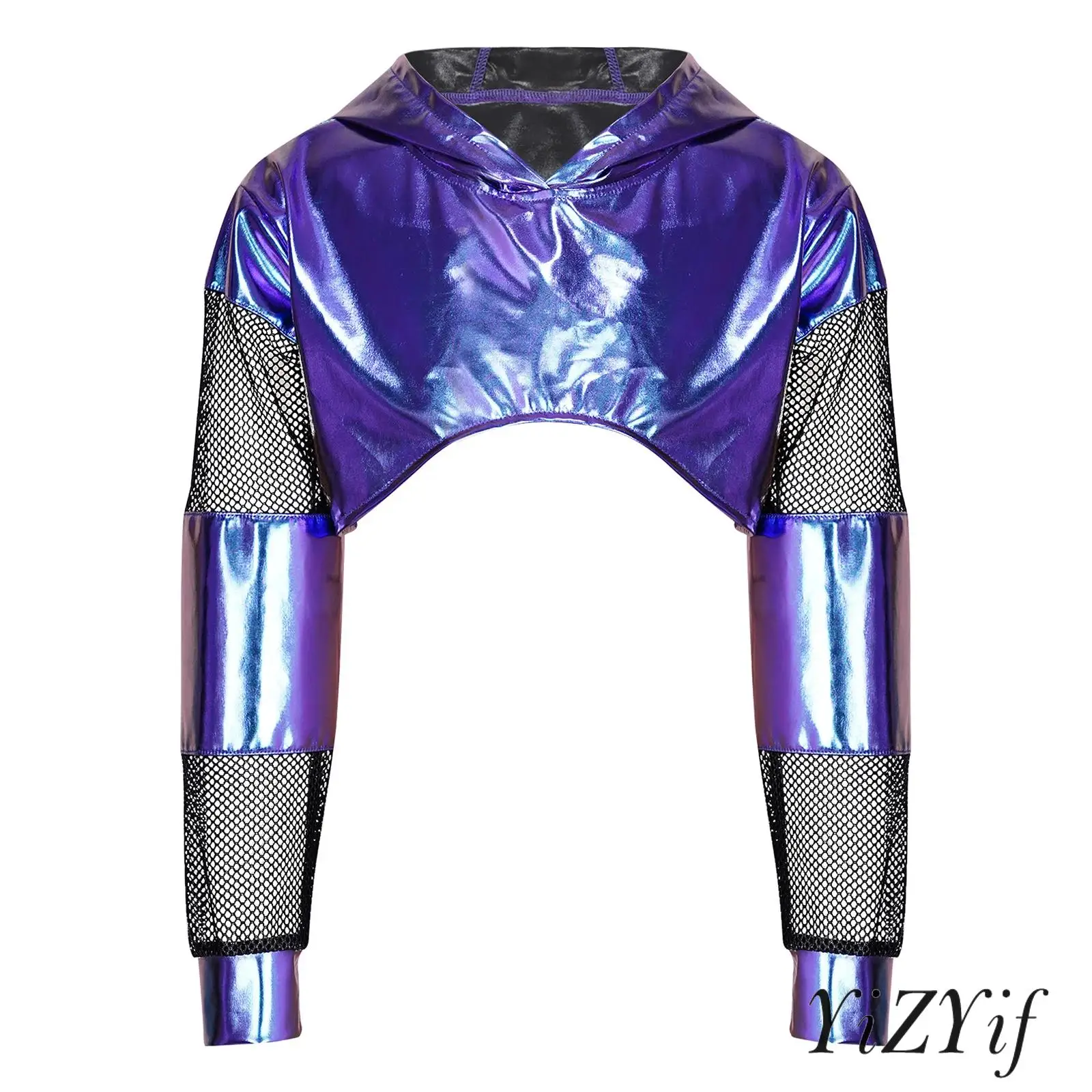 Kids Girls Metallic Hoodie Mesh Patchwork Long Sleeve Hooded Pullover Crop Top Sweatshirt Streetwear for Hip-hop Jazz Dance
Kids Girls Metallic Hoodie Mesh Patchwork Long Sleeve Hooded Pullover Crop Top Sweatshirt Streetwear for Hip-hop Jazz Dance