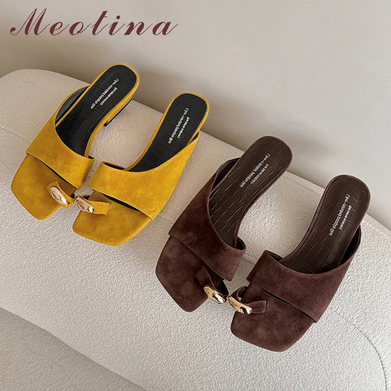 Meotina Women Genuine Leather Thong Slides Square Toe Chunky Mid Heels Sandals Kid Suede Slippers Ladies Fashion Shoes Summer 40
Meotina Women Genuine Leather Thong Slides Square Toe Chunky Mid Heels Sandals Kid Suede Slippers Ladies Fashion Shoes Summer 40
