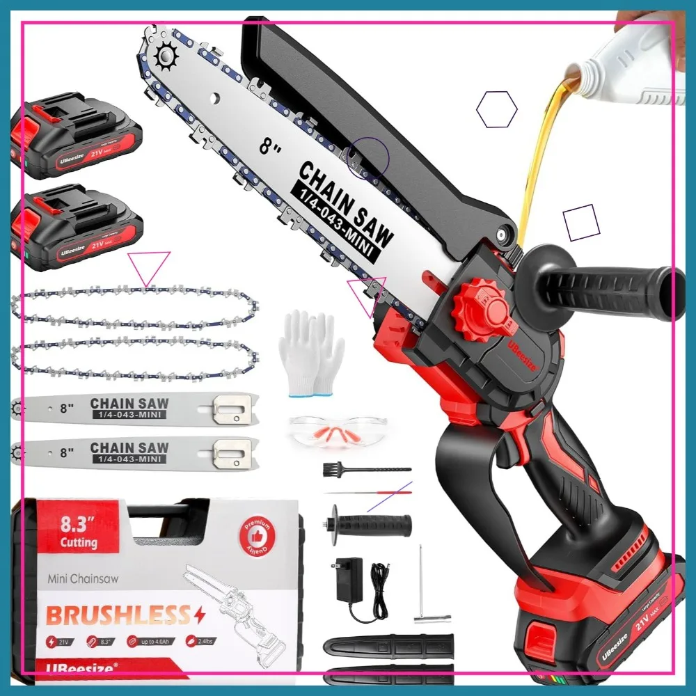 8-Inch Cordless Mini Chainsaw with Brushless Motor, Long Runtime, Ergonomic Handle for Tree Trimming and Wood Cutting
8-Inch Cordless Mini Chainsaw with Brushless Motor, Long Runtime, Ergonomic Handle for Tree Trimming and Wood Cutting