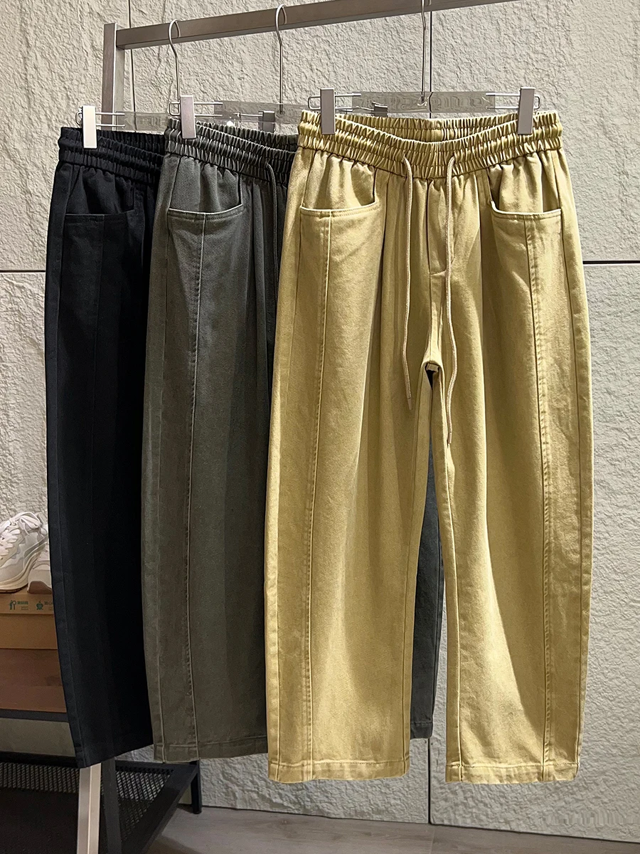 Casual Cotton Khaki Pants for Men Loose Fit Straight Leg Workwear Washed Elastic Waist Wide Leg Trousers Fashion Urban Style
Casual Cotton Khaki Pants for Men Loose Fit Straight Leg Workwear Washed Elastic Waist Wide Leg Trousers Fashion Urban Style