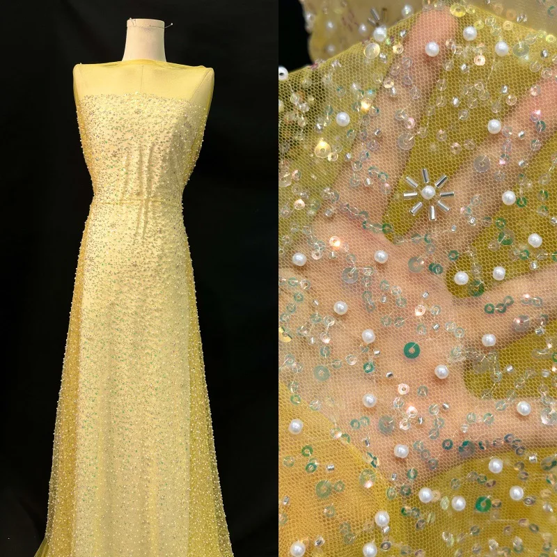French embroidered sequin wedding dress, evening dress, embroidered mesh, girl's skirt, children's clothing, lace fabric
French embroidered sequin wedding dress, evening dress, embroidered mesh, girl's skirt, children's clothing, lace fabric