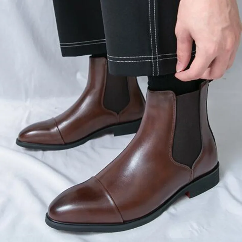 European American Elegant Chelsea Boots for Men Red Sole Pu Ankle Business Round Toe Slip-On Mens Boots New Size 38-47 Men Shoes
European American Elegant Chelsea Boots for Men Red Sole Pu Ankle Business Round Toe Slip-On Mens Boots New Size 38-47 Men Shoes