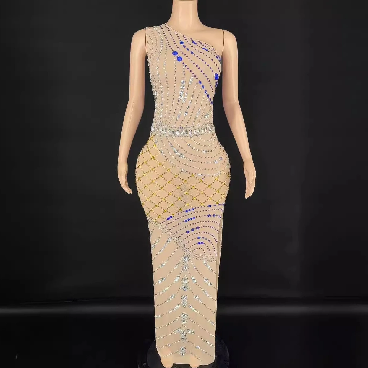 Colorful Diamonds Sexy See-Through Mesh Floor-Length Sheath Evening Party Performance Costume Bar Nightclub Singer Stage Wear
Colorful Diamonds Sexy See-Through Mesh Floor-Length Sheath Evening Party Performance Costume Bar Nightclub Singer Stage Wear