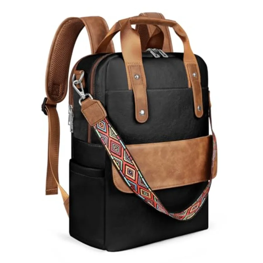 Leather Laptop Backpack 15.6 Inch Womens Laptop Bag, 3 IN 1 Computer Bag Handbag with Colorful Shoulder Bag Strap for Work Trav
Leather Laptop Backpack 15.6 Inch Womens Laptop Bag, 3 IN 1 Computer Bag Handbag with Colorful Shoulder Bag Strap for Work Trav