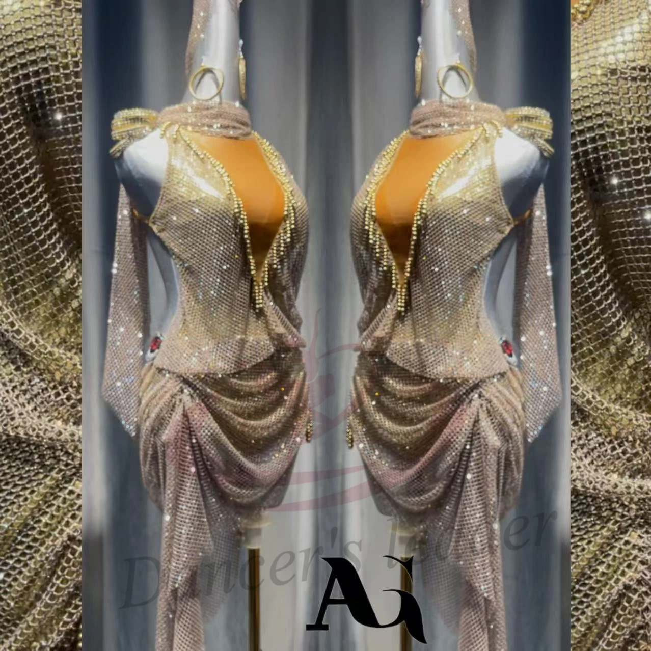 Latin Dance Adult and Children's Dress AB Stone High end Customized Sparkling Gold Fashion Diamond Mesh Tango Women's Clothing
Latin Dance Adult and Children's Dress AB Stone High end Customized Sparkling Gold Fashion Diamond Mesh Tango Women's Clothing