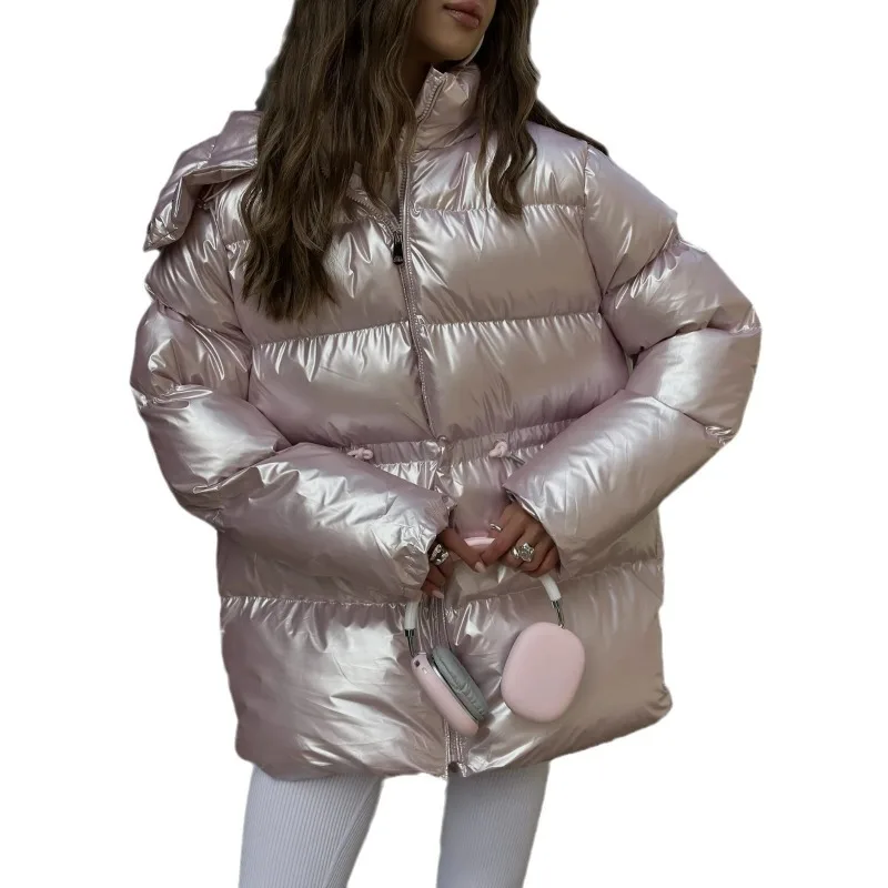 European and American Cross-border Fashion Glossy Laser Cotton Clothes Winter Removable Hooded Quilted Cotton Clothes High Sense
European and American Cross-border Fashion Glossy Laser Cotton Clothes Winter Removable Hooded Quilted Cotton Clothes High Sense