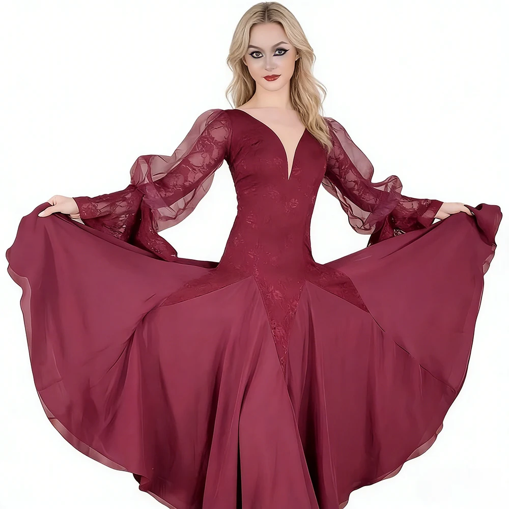 2026 New Elegant Ballroom Competition Dress Women's Puff Sleeve V-Neck Big Swing Tango Modern Waltz Performance Wear Costume
2026 New Elegant Ballroom Competition Dress Women's Puff Sleeve V-Neck Big Swing Tango Modern Waltz Performance Wear Costume