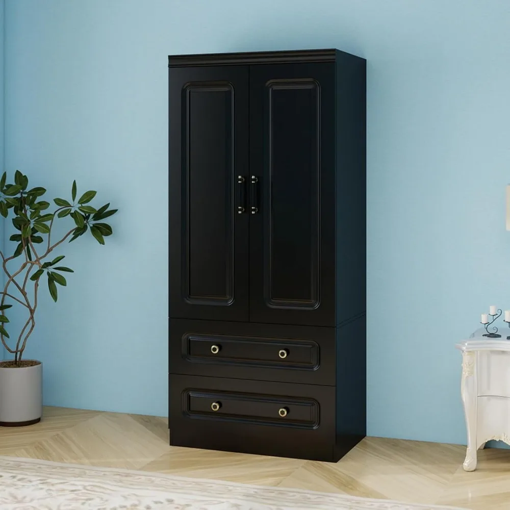 2 Door Armoire Wardrobe Closet with 2 Drawers Storage Cabinet Wooden Wardrobe Closet with Hanging Rod & Shelves Tall Wardrobe
2 Door Armoire Wardrobe Closet with 2 Drawers Storage Cabinet Wooden Wardrobe Closet with Hanging Rod & Shelves Tall Wardrobe