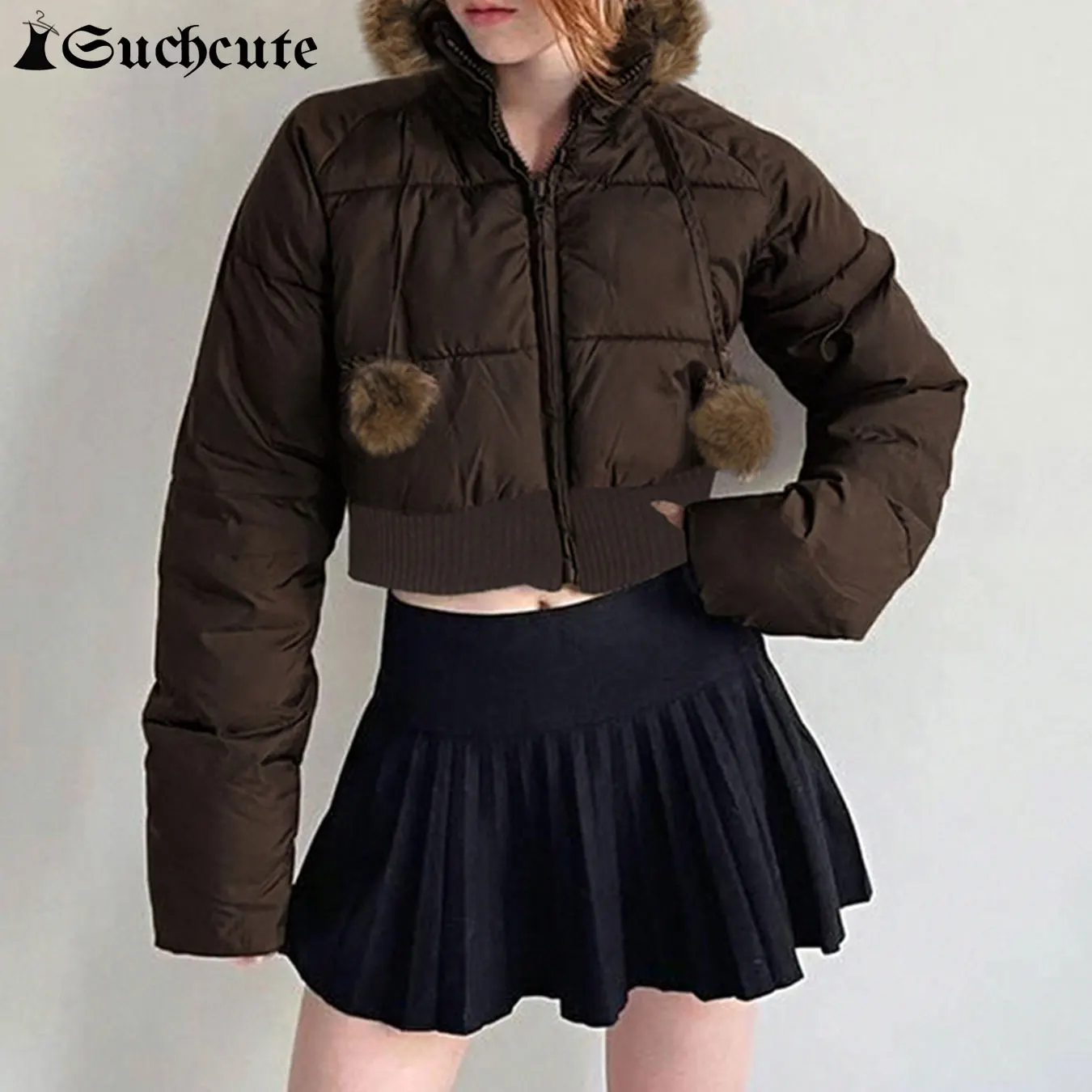 SUCHCUTE Fur Ball Decoration Patchwork Fur Trim Short Coat Long Sleeve Zipper Hoodie Cropped Jacket Women Winter Solid Outerwear
SUCHCUTE Fur Ball Decoration Patchwork Fur Trim Short Coat Long Sleeve Zipper Hoodie Cropped Jacket Women Winter Solid Outerwear