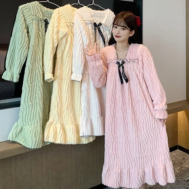 2023 Winter Plus Size Long Sleeve Thick Warm Flannel Nightgowns for Women Korean Loose Sleepwear Night Dress Nightdress Nighty
2023 Winter Plus Size Long Sleeve Thick Warm Flannel Nightgowns for Women Korean Loose Sleepwear Night Dress Nightdress Nighty