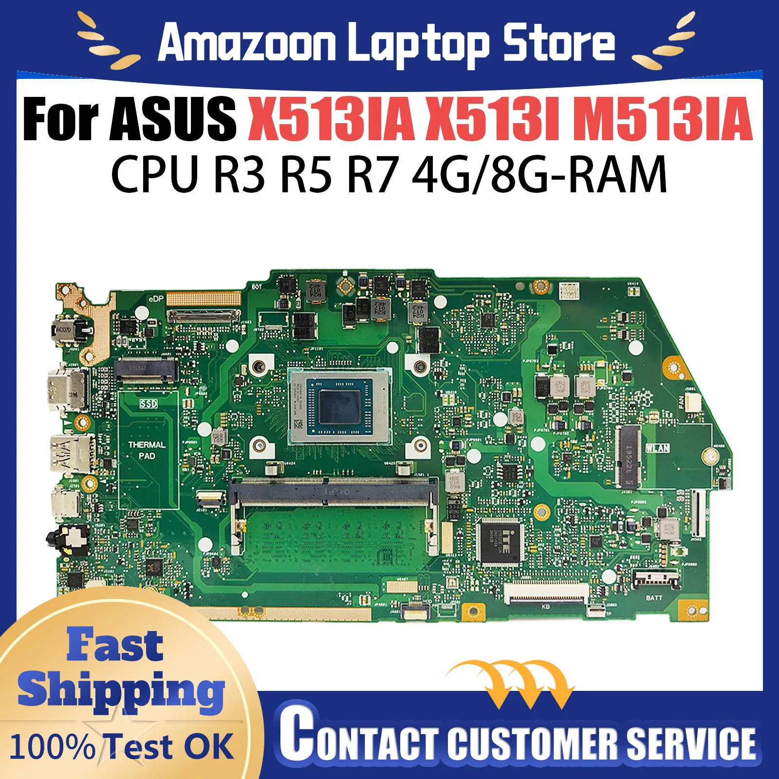 X513IA Mainboard For ASUS VivoBook X513I M513IA KM513IA Laptop Motherboard R5-4500U R7-4700U UMA 4GB/8GB RAM 100% Working
X513IA Mainboard For ASUS VivoBook X513I M513IA KM513IA Laptop Motherboard R5-4500U R7-4700U UMA 4GB/8GB RAM 100% Working