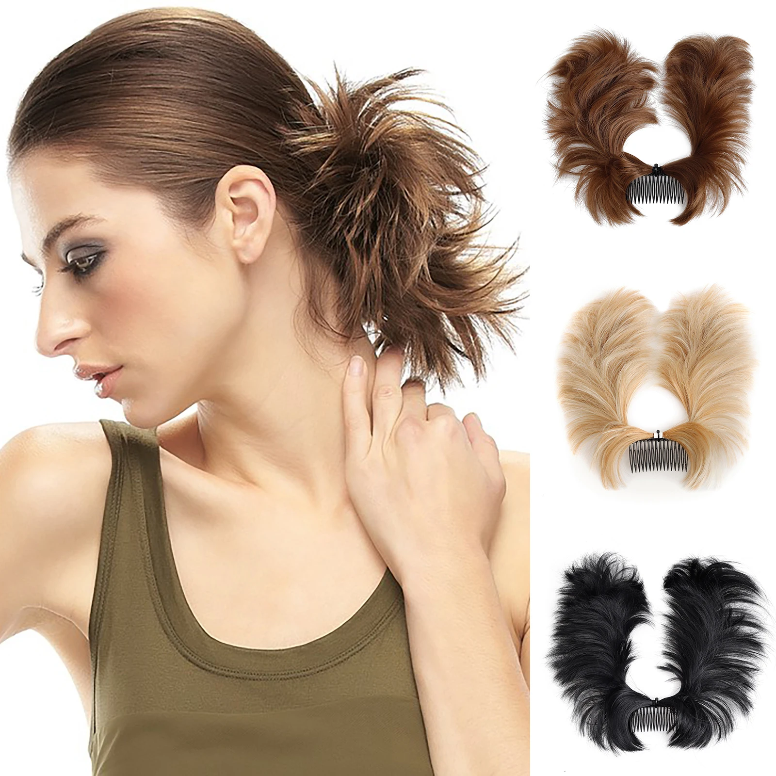 DIY Messy Hair Buns Women's Synthetic Hairpieces Comb Clip in Updo Scrunchies Faux Bun Chignon Multiple Hairstyles Easily
DIY Messy Hair Buns Women's Synthetic Hairpieces Comb Clip in Updo Scrunchies Faux Bun Chignon Multiple Hairstyles Easily