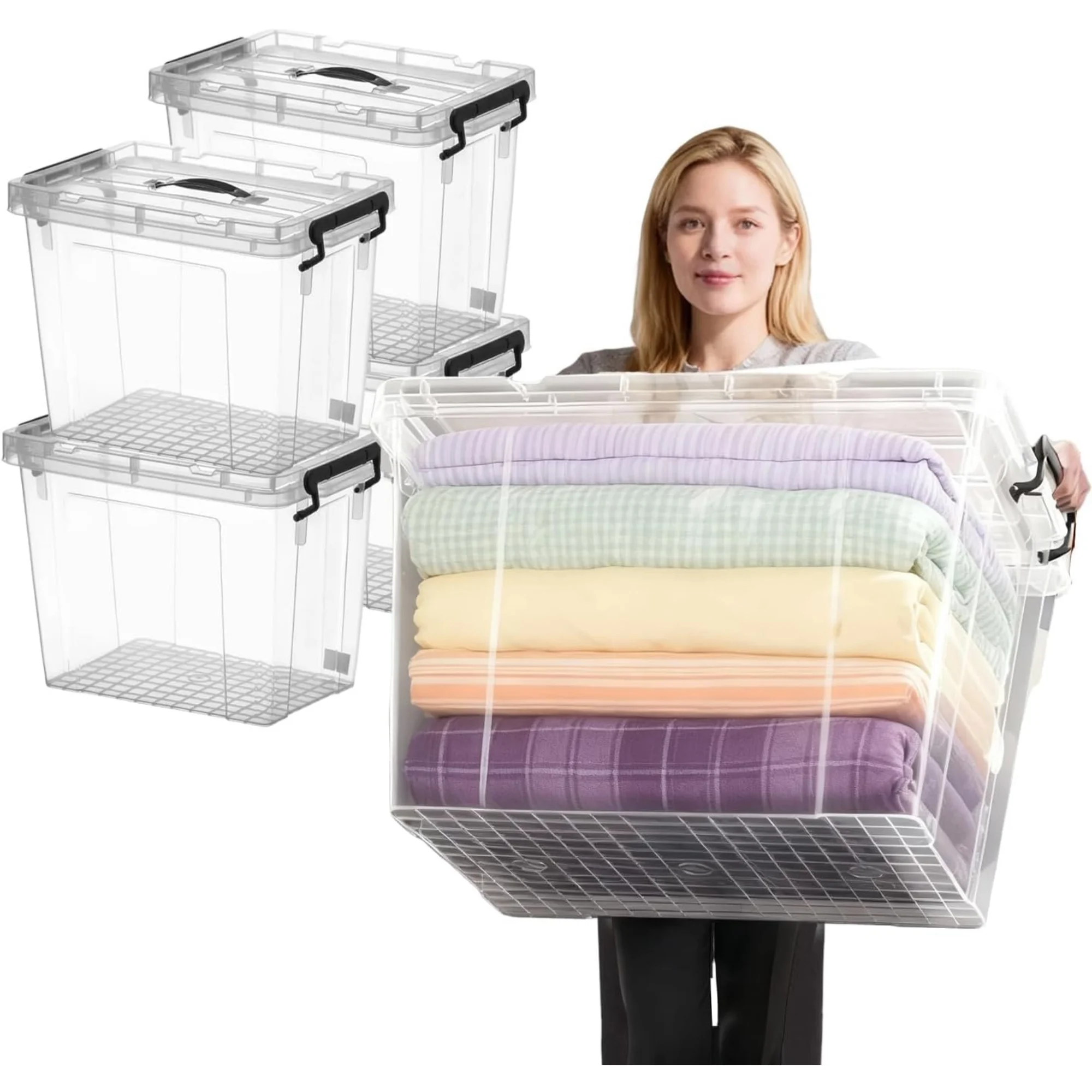 360 QT Clear Large Storage Bins with Lids, 4 Pack 90 QT-Stackable Plastic Organizer for Home, Office, Garage, BPA-Free, Heavy-Duty, See-Through Containers with Secure Latches & Handl
360 QT Clear Large Storage Bins with Lids, 4 Pack 90 QT-Stackable Plastic Organizer for Home, Office, Garage, BPA-Free, Heavy-Duty, See-Through Containers with Secure Latches & Handl