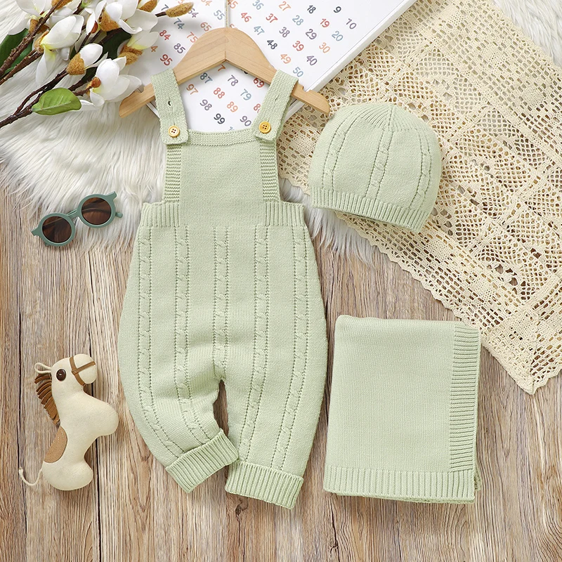 Baby Romper Blanket Set Knitted Newborn Girls Jumpsuit Quilt Sleeveless Autumn Infant Boys Clothing Hat Plaid 3PCS 0-18M Outfits
Baby Romper Blanket Set Knitted Newborn Girls Jumpsuit Quilt Sleeveless Autumn Infant Boys Clothing Hat Plaid 3PCS 0-18M Outfits
