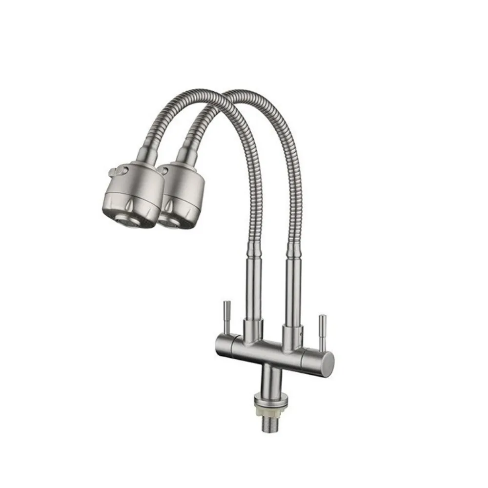 304 Stainless Steel Double Head Sink Tap 2-in-1 Multifunction Kitchen Water Faucet 360° Rotate Convenient Pillar Mounted Tap
304 Stainless Steel Double Head Sink Tap 2-in-1 Multifunction Kitchen Water Faucet 360° Rotate Convenient Pillar Mounted Tap