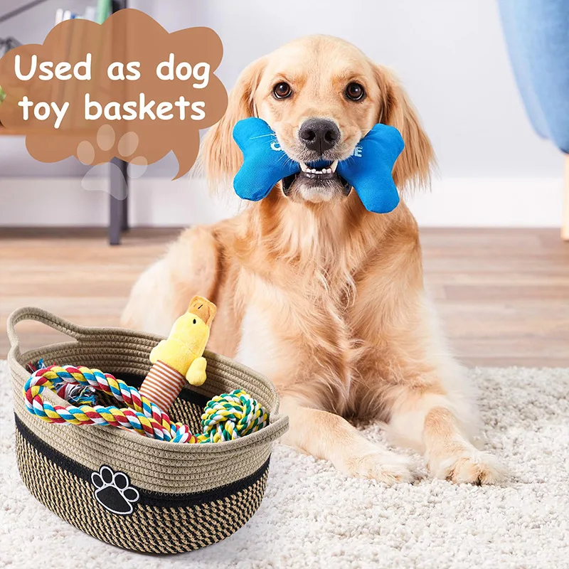 Woven Basket, Finished Cotton Rope Basket, Cotton Basket with Cute Handle, Gift Decorative Basket, Dog Pet Toy Storage Basket
Woven Basket, Finished Cotton Rope Basket, Cotton Basket with Cute Handle, Gift Decorative Basket, Dog Pet Toy Storage Basket