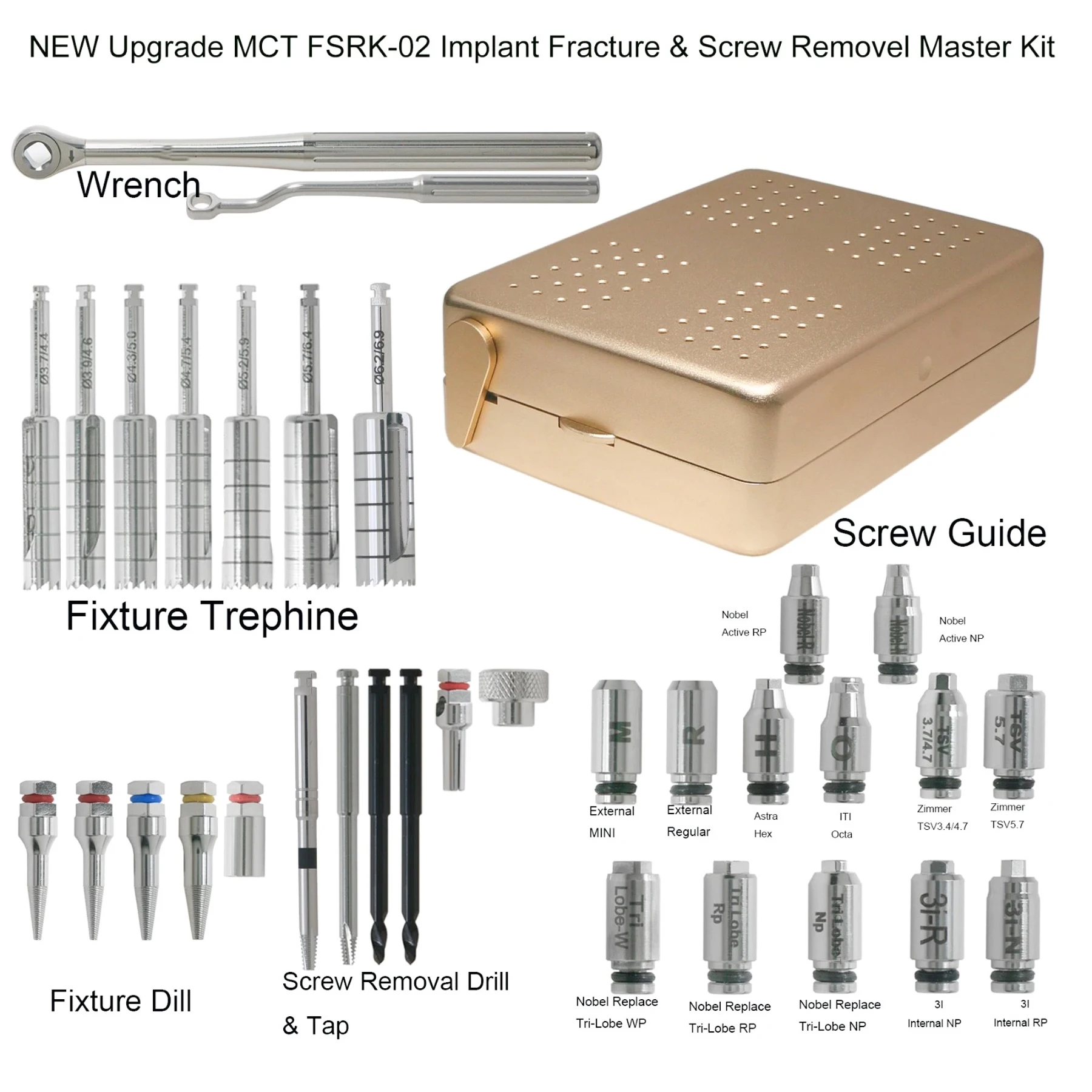 Новый комплект для удаления сломанных имплантатов и сломанных винтов, совместимый с MCTBIO FSRK-02
Новый комплект для удаления сломанных имплантатов и сломанных винтов, совместимый с MCTBIO FSRK-02