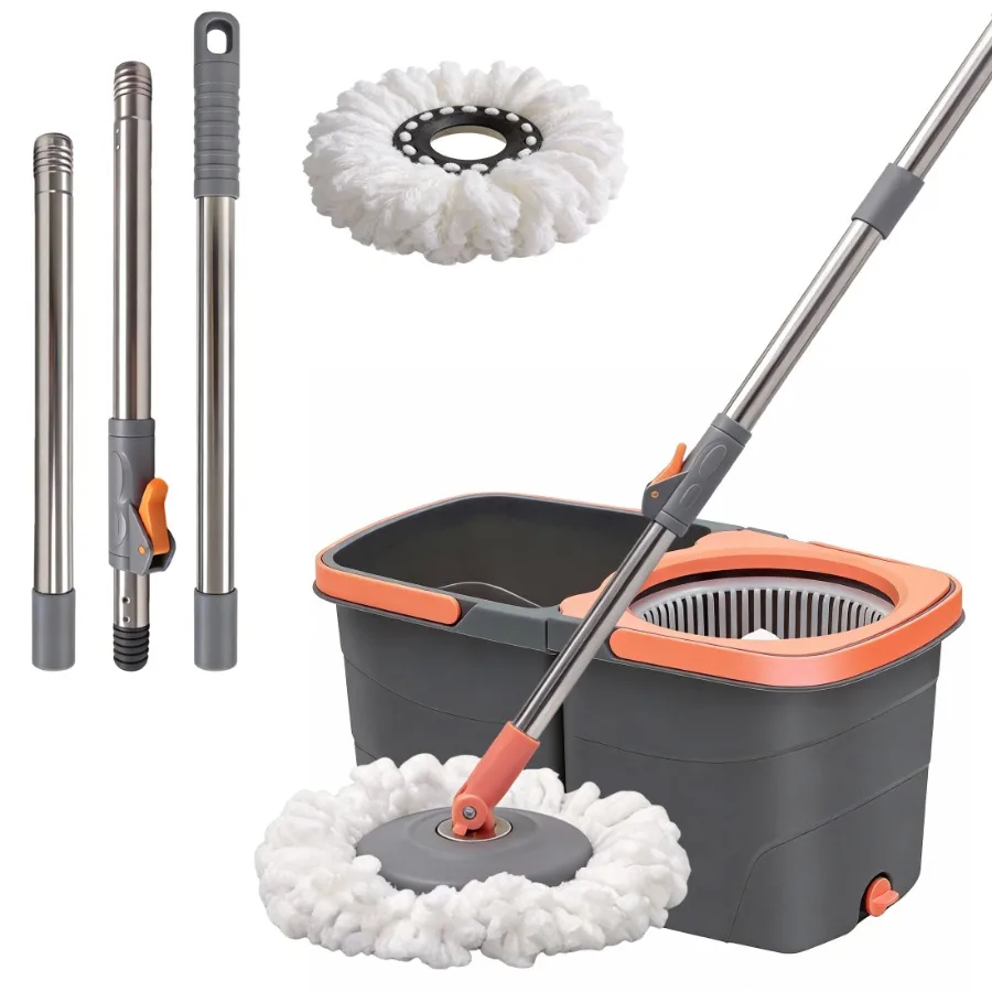 Spin Mop and Bucket Microfiber Mop with Wringer Hands-Free Auto-Spin Drying Dual-Bucket Floor Cleaning System for Hardwood Tile
Spin Mop and Bucket Microfiber Mop with Wringer Hands-Free Auto-Spin Drying Dual-Bucket Floor Cleaning System for Hardwood Tile