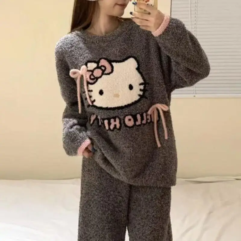 Ladies' Cute Korean Cartoon Bow Long Sleeved Pajamas 2Pcs Ladies' Autumn Winter New Anime Fashion Sweet Soft Home Clothes Set
Ladies' Cute Korean Cartoon Bow Long Sleeved Pajamas 2Pcs Ladies' Autumn Winter New Anime Fashion Sweet Soft Home Clothes Set