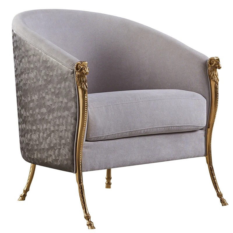 Light Luxury Art European Copper Metal Single Sofa Home Living Room Size Apartment Sofa Chair Designer Customization
Light Luxury Art European Copper Metal Single Sofa Home Living Room Size Apartment Sofa Chair Designer Customization