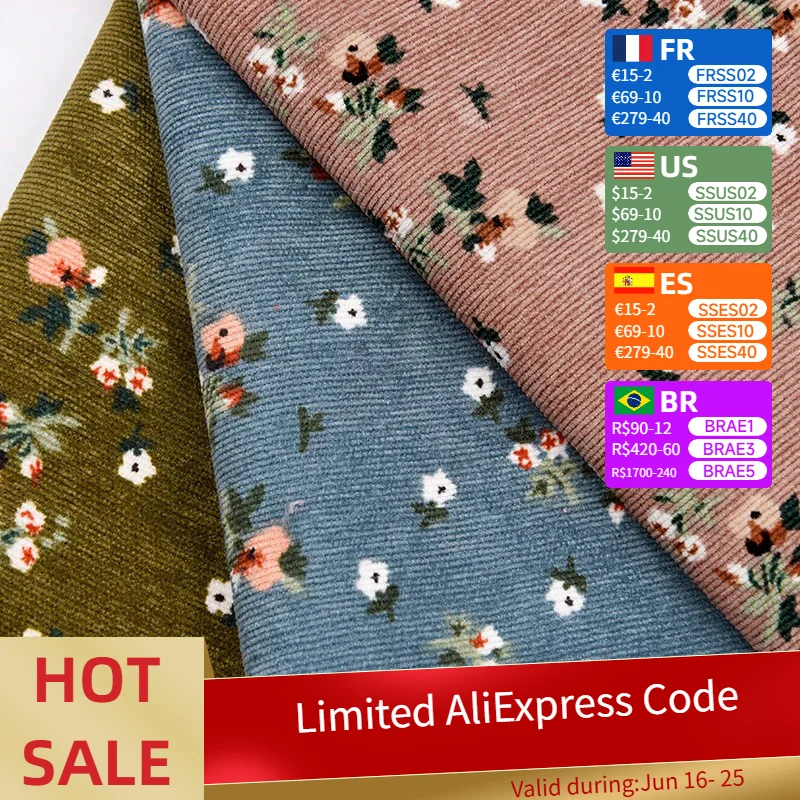 Floral Print Corduroy Fabric - Autumn/Winter Women's Dress Material for DIY Sewing Fabric (by Meter)
Floral Print Corduroy Fabric - Autumn/Winter Women's Dress Material for DIY Sewing Fabric (by Meter)