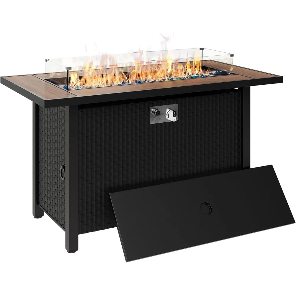 45 inch Outdoor Propane Fire Pit Gas Fire with Lid, Glass Wind Guard, Waterproof Cover, Rectangle Gas Firepit Table for Garden
45 inch Outdoor Propane Fire Pit Gas Fire with Lid, Glass Wind Guard, Waterproof Cover, Rectangle Gas Firepit Table for Garden