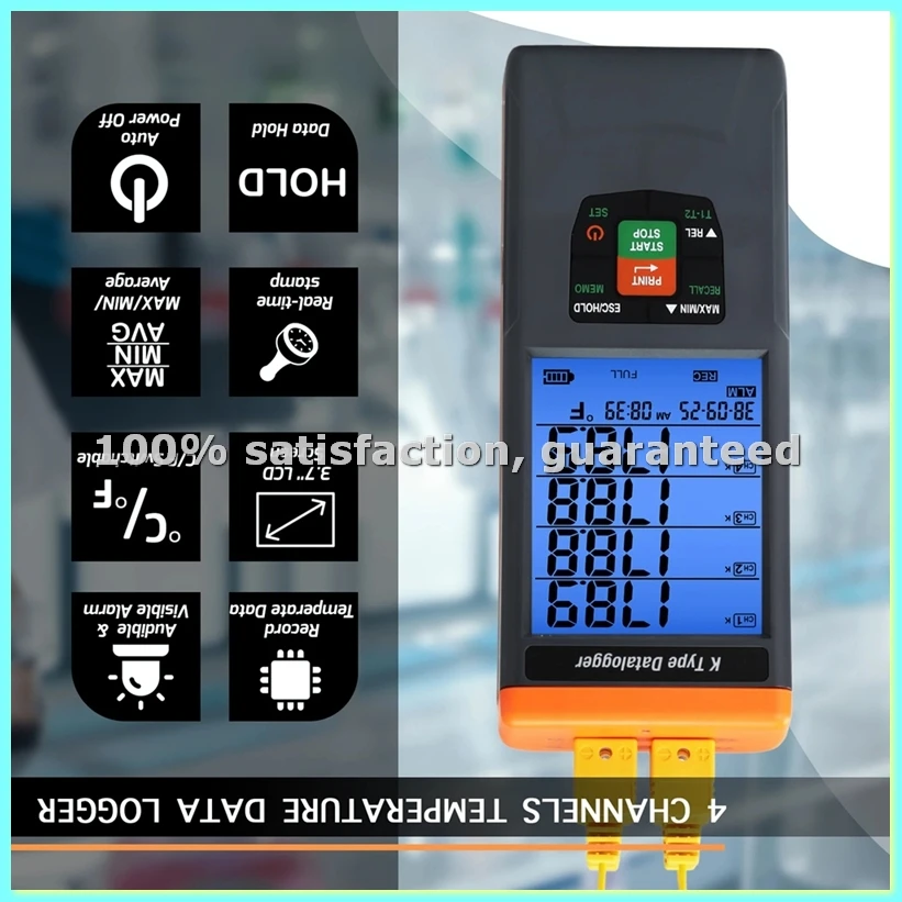 Digital K-Type Thermocouple Meter with 4 Channel Temperature Instrument GLP Secured 48K Records CSV Format-ABFB
Digital K-Type Thermocouple Meter with 4 Channel Temperature Instrument GLP Secured 48K Records CSV Format-ABFB