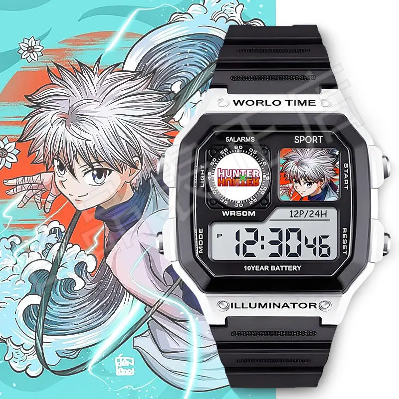Электронные часы Hunter × Hunter Killua Zoldyck Студенческие водонепроницаемые часы Kurapika с героями мультфильмов, креативные праздничные подарки для друзей
Электронные часы Hunter × Hunter Killua Zoldyck Студенческие водонепроницаемые часы Kurapika с героями мультфильмов, креативные праздничные подарки для друзей