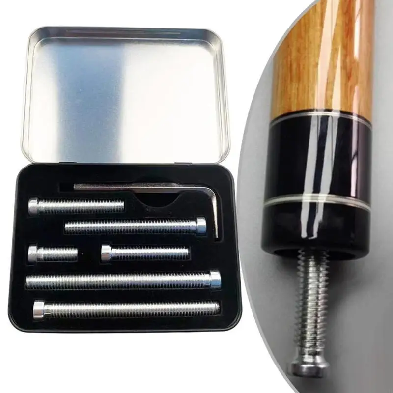 6Pcs Billiard Cue Weight Bolts Replacement Metal Counterweight Screw With Wrench & Storage Box for Billards Cue
6Pcs Billiard Cue Weight Bolts Replacement Metal Counterweight Screw With Wrench & Storage Box for Billards Cue
