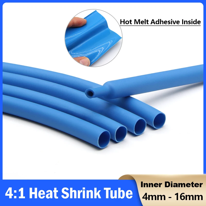 4:1 Heat Shrink Tube With Glue Blue Diameter 4 6 8 12 16 20 24 32 40 52mm Dual Wall Heat Shrink Tubing Cable Protector Sleeving
4:1 Heat Shrink Tube With Glue Blue Diameter 4 6 8 12 16 20 24 32 40 52mm Dual Wall Heat Shrink Tubing Cable Protector Sleeving
