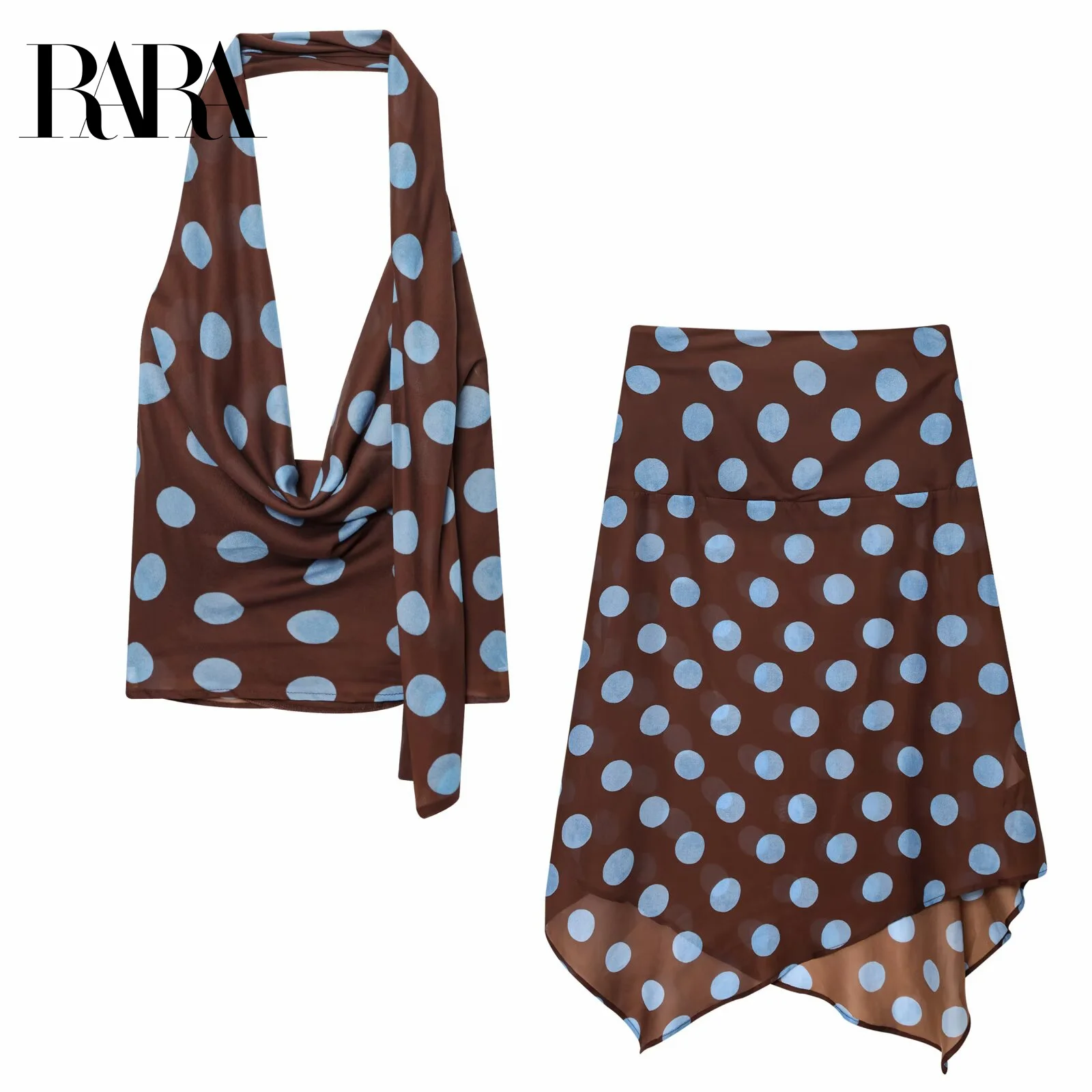 RARA2025 new summer women's casual fashion thin scarf polka dot halter neck top + asymmetric mid-waist translucent skirt
RARA2025 new summer women's casual fashion thin scarf polka dot halter neck top + asymmetric mid-waist translucent skirt