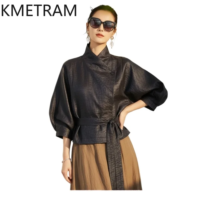 KMETRAM 100% Real Mulberry Silk Blouse for Woman Xiangyun Sha Shirt Elegant Black Belted Summer Tops for Woman Clothing 2026 셔츠
KMETRAM 100% Real Mulberry Silk Blouse for Woman Xiangyun Sha Shirt Elegant Black Belted Summer Tops for Woman Clothing 2026 셔츠