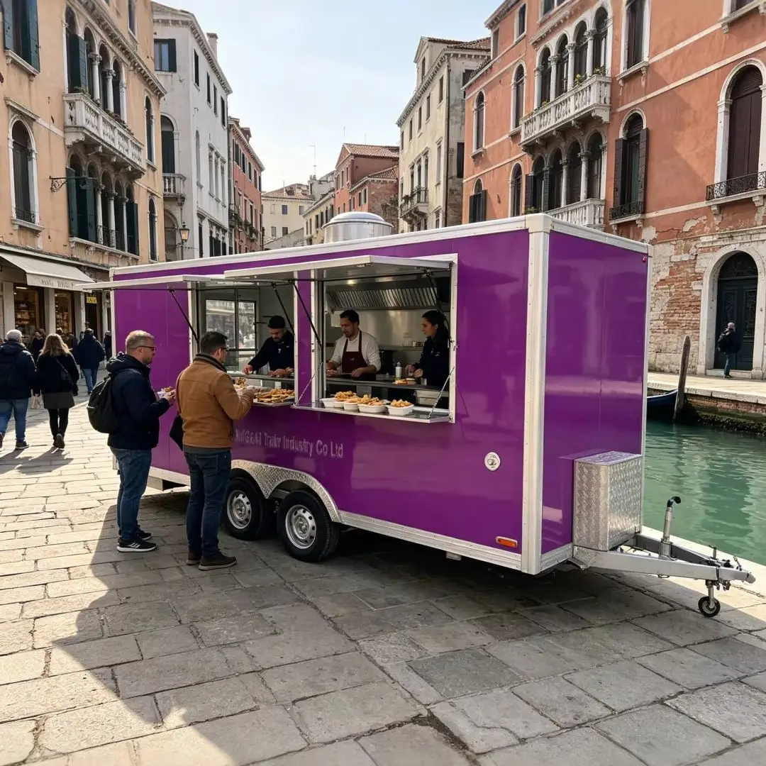 Glossy Purple 2-Axle Square Food Trailer with Dual Service Windows Commercial Mobile Food Truck for Street Snack Business
Glossy Purple 2-Axle Square Food Trailer with Dual Service Windows Commercial Mobile Food Truck for Street Snack Business