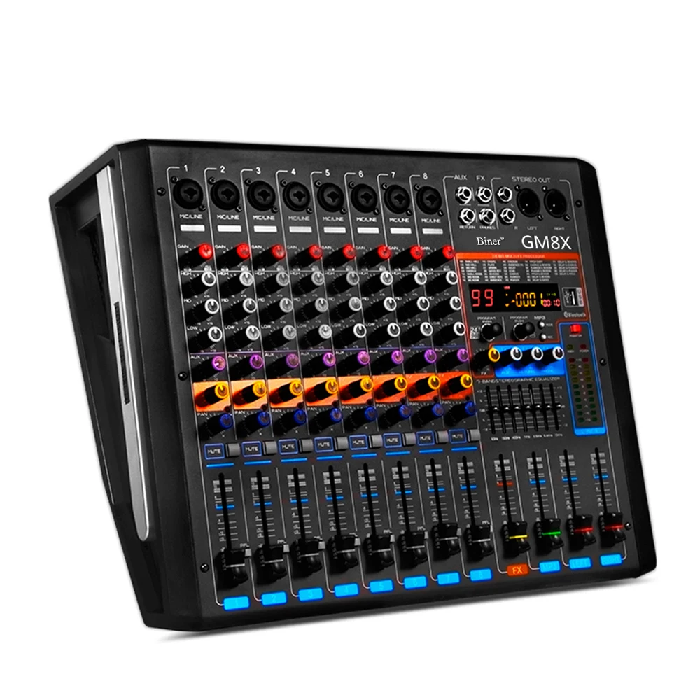 Biner GM8X Professional Built-in Reverb Effect 8-way Power Amplifier Mixer for Wedding Stage Performances
Biner GM8X Professional Built-in Reverb Effect 8-way Power Amplifier Mixer for Wedding Stage Performances