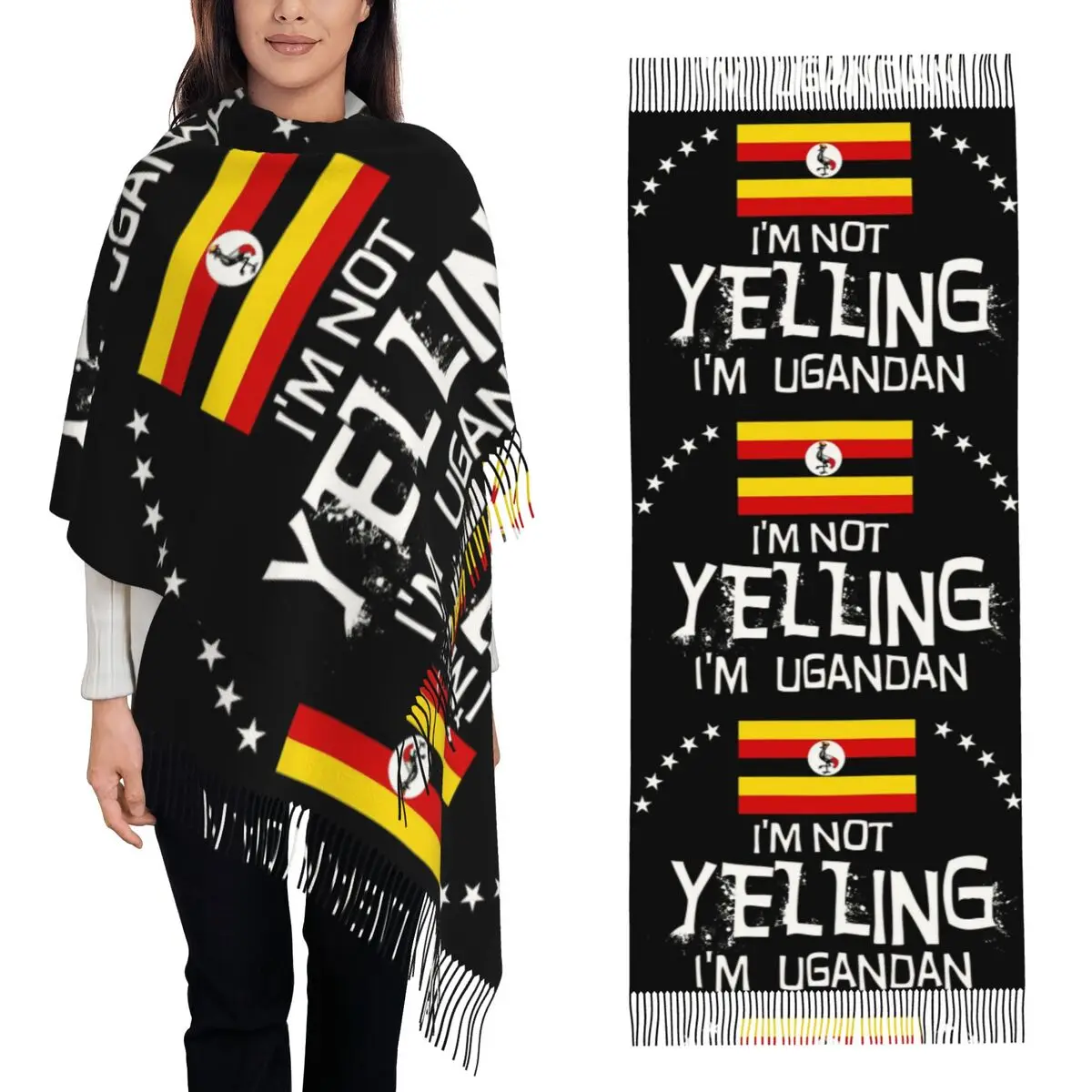 Я не кричу, я уродранцев, флаг Уганда, шарф с кисточками, женские мягкие теплые шали и накидки, длинная осенне-зимняя шаль, накидка
Я не кричу, я уродранцев, флаг Уганда, шарф с кисточками, женские мягкие теплые шали и накидки, длинная осенне-зимняя шаль, накидка