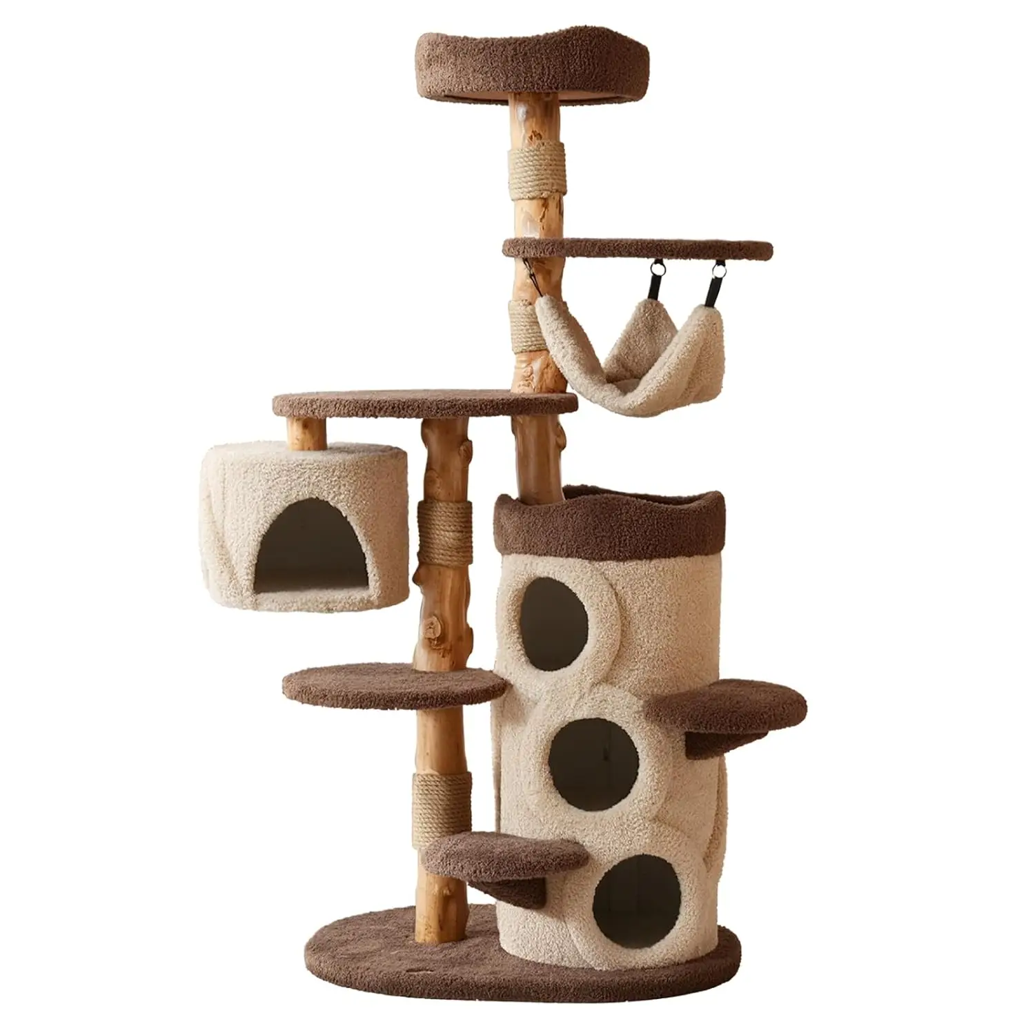 68" Solid Wood Cat Tree Multi-Level 3 Condo Scratching Post Perch Hammock Hideaway for Large Indoor Cats, Customized
68" Solid Wood Cat Tree Multi-Level 3 Condo Scratching Post Perch Hammock Hideaway for Large Indoor Cats, Customized