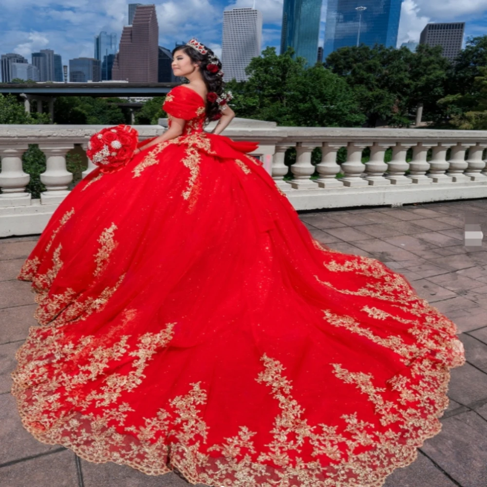 Красно-золотые платья Quinceanera 2025 Пышное бальное платье с короткими рукавами Vestidos De 15 Anos Элегантная дебютантка Sweet 16, формальный день рождения
Красно-золотые платья Quinceanera 2025 Пышное бальное платье с короткими рукавами Vestidos De 15 Anos Элегантная дебютантка Sweet 16, формальный день рождения