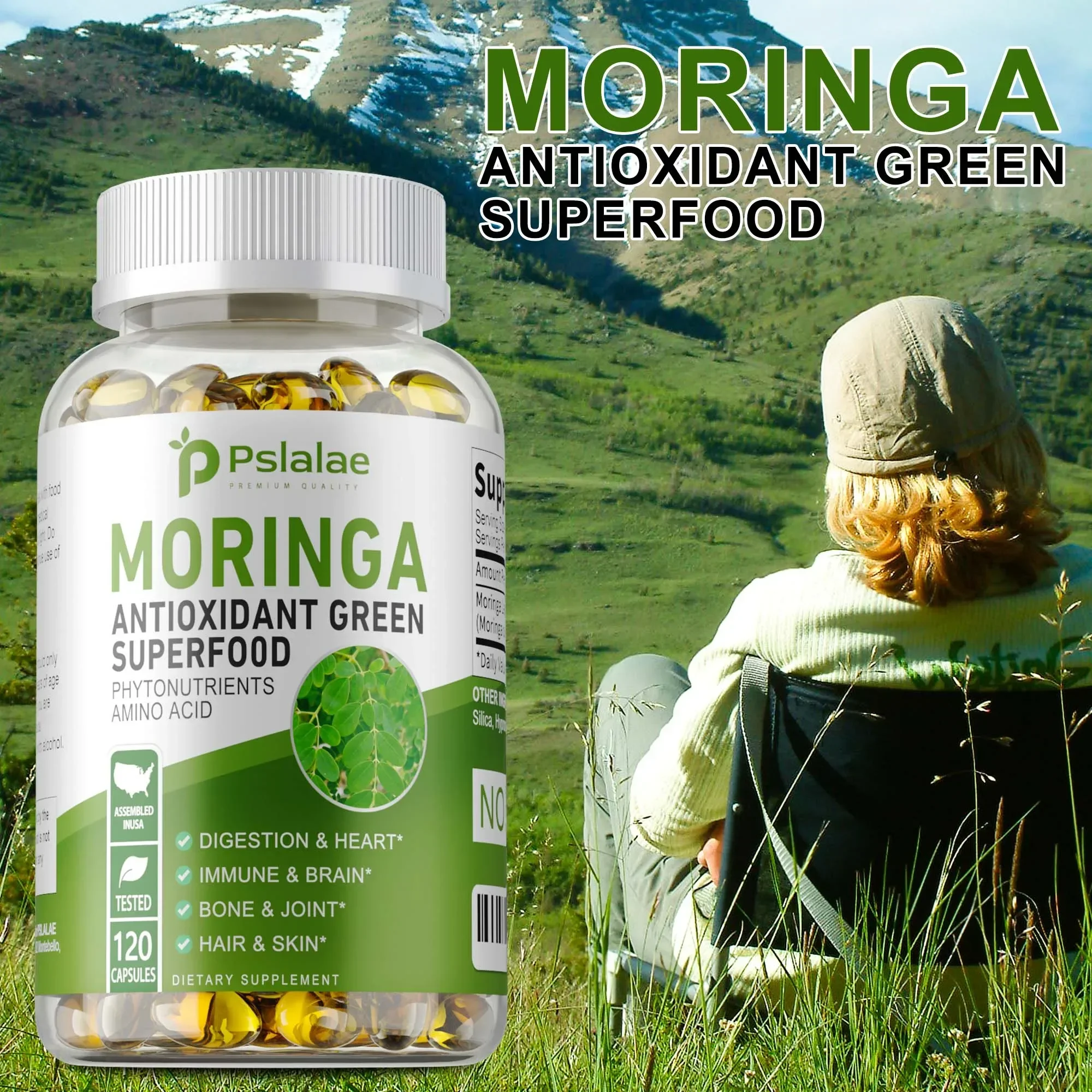 Moringa Capsules - Brighten Skin Tone, Improves Skin and Heart Health, Cell Repair, Keep Skin Moisturized, Enhances Immunity
Moringa Capsules - Brighten Skin Tone, Improves Skin and Heart Health, Cell Repair, Keep Skin Moisturized, Enhances Immunity