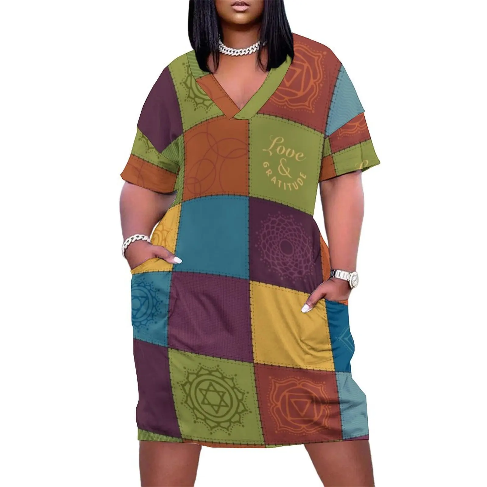 Patchwork chakra symbols Loose Pocket Dress luxury women's party dress evening prom Prom gown dress
Patchwork chakra symbols Loose Pocket Dress luxury women's party dress evening prom Prom gown dress
