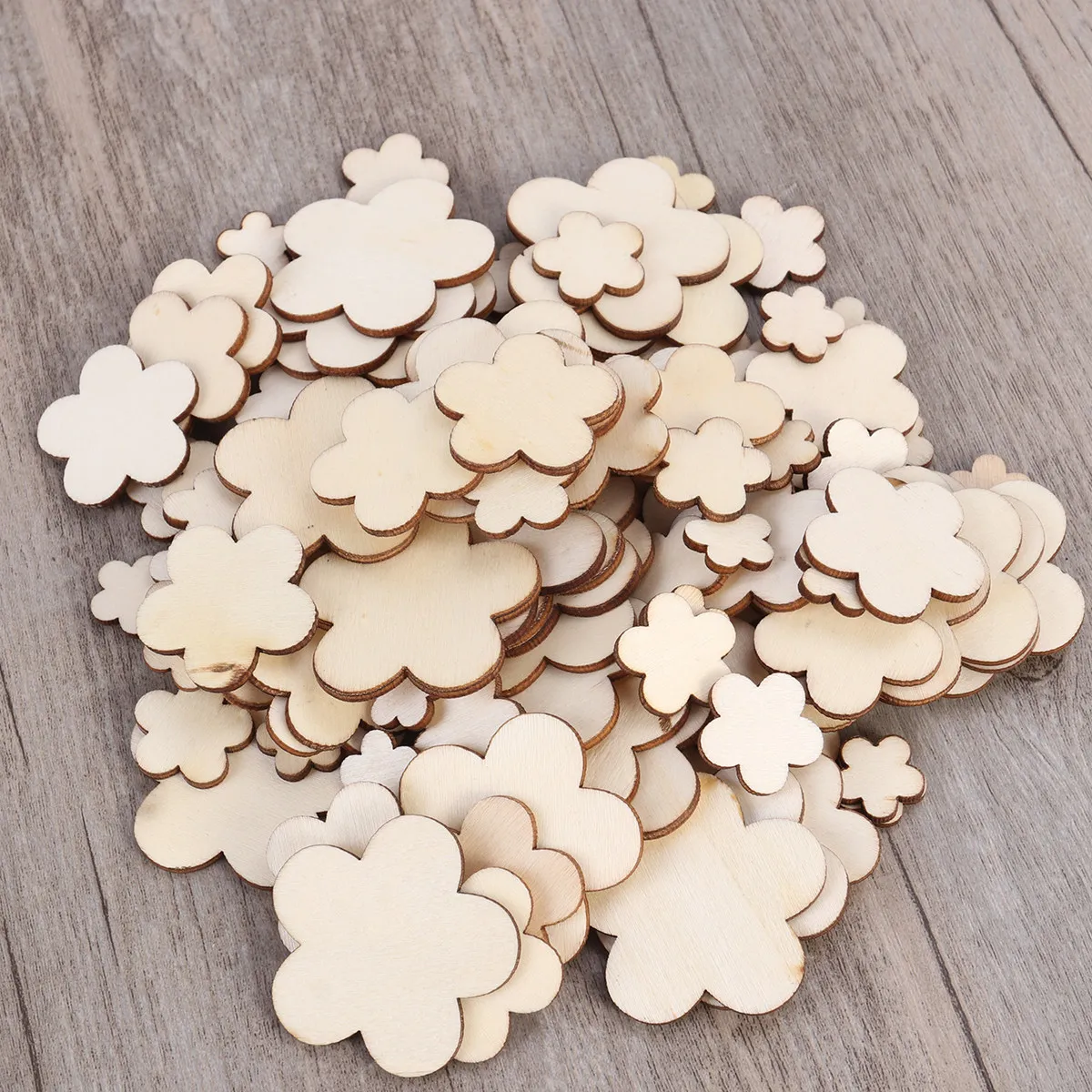 100Pcs Wooden Plum Blossom Cutout Discs Unfinished Natural Color Assorted Sizes DIY Craft Supplies Scrapbooking Party Decor
100Pcs Wooden Plum Blossom Cutout Discs Unfinished Natural Color Assorted Sizes DIY Craft Supplies Scrapbooking Party Decor