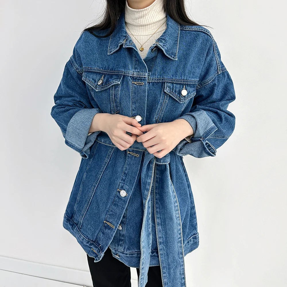 SuperAen 2024 Spring New Women's Single Breasted Loose Denim Jacket Coat with Belt
SuperAen 2024 Spring New Women's Single Breasted Loose Denim Jacket Coat with Belt