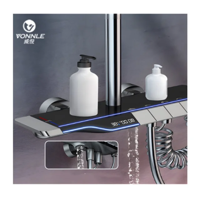 Motion Sensor TapIntelligent All Copper Contemporary Constant Temperature Shower Set Massage Function Digital Display Pressurize