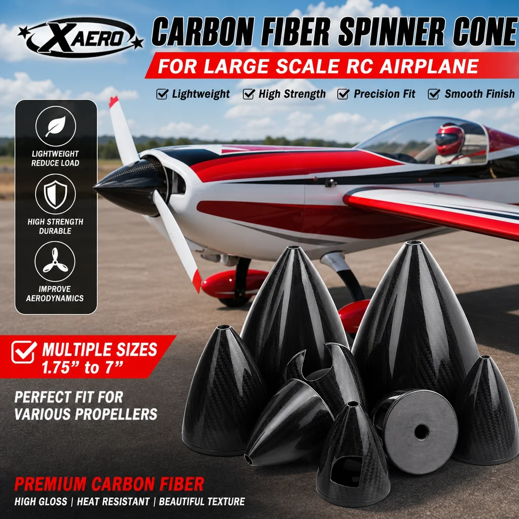 XAERO Carbon Fiber 2 Blade Spinner Cone 1.75" to 7" for Large Scale RC Airplane High End Propeller Hub Cover
XAERO Carbon Fiber 2 Blade Spinner Cone 1.75" to 7" for Large Scale RC Airplane High End Propeller Hub Cover